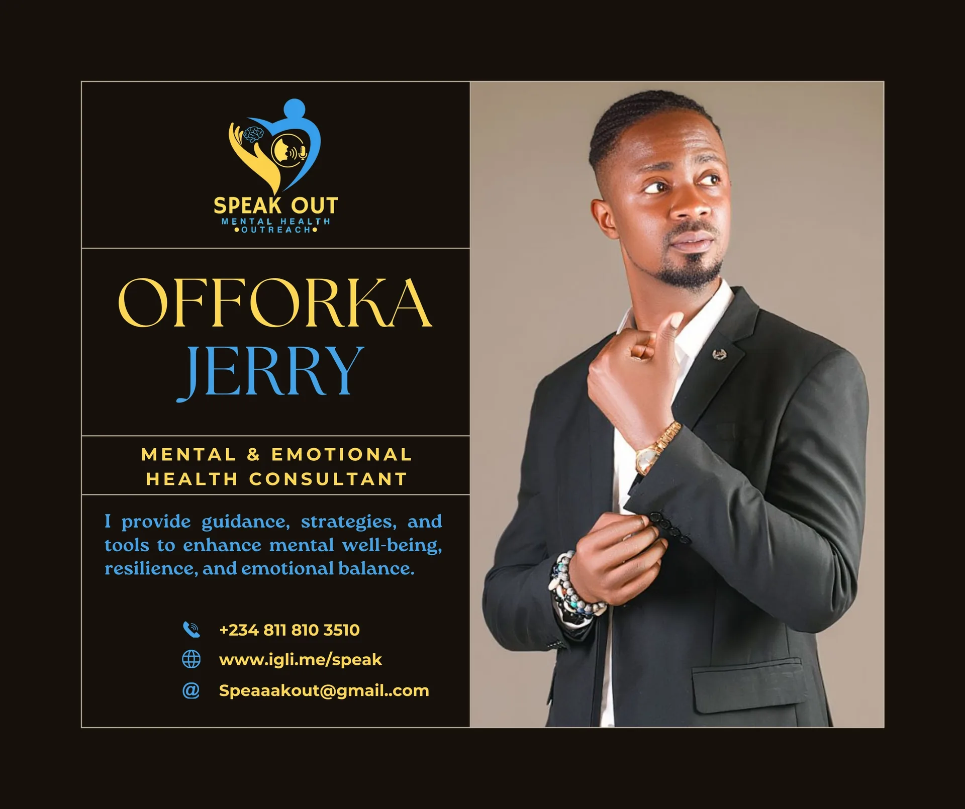 Founder of SpeakOut Mental Health Outreach